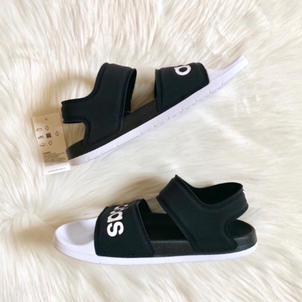 Adidas Black And White Adilette Sandals - Picture 6 of 8